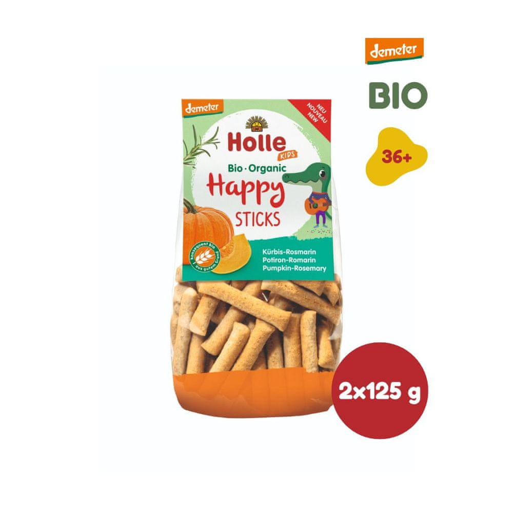 Holle Bio organické obilné Happy tyčinky s tekvicou a rozmarínom - 2 x 100g